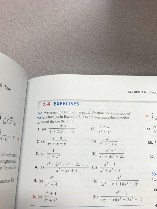 Solved Write out the form of the partial fraction | Chegg.com