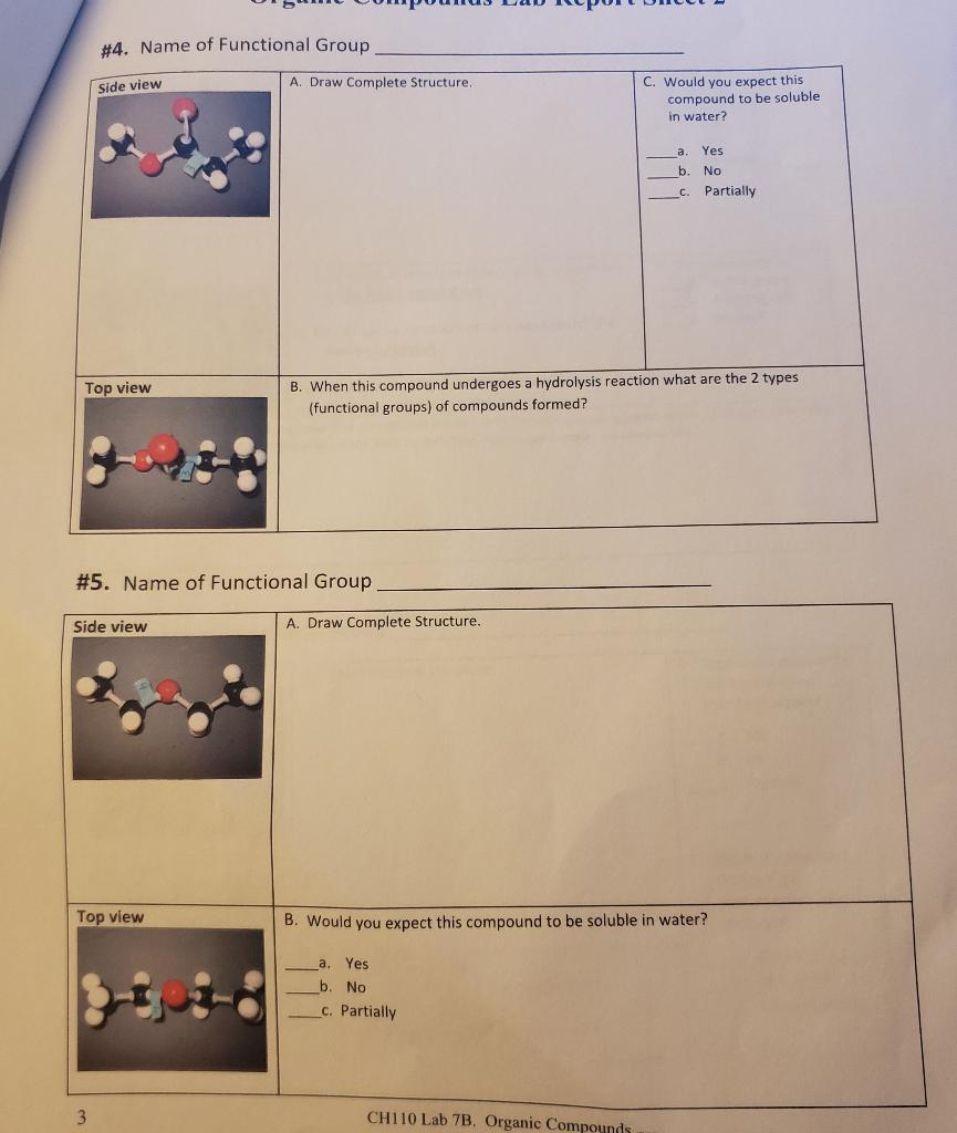 Solved #4. Name of Functional Group Side view A. Draw | Chegg.com