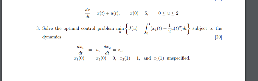 Solved d dt = r(t) +u(t), (0) = 5, 0 | Chegg.com