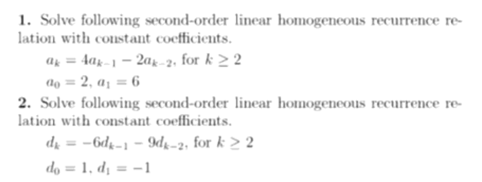 Solved 1. Solve following second-order linear homogeneous | Chegg.com