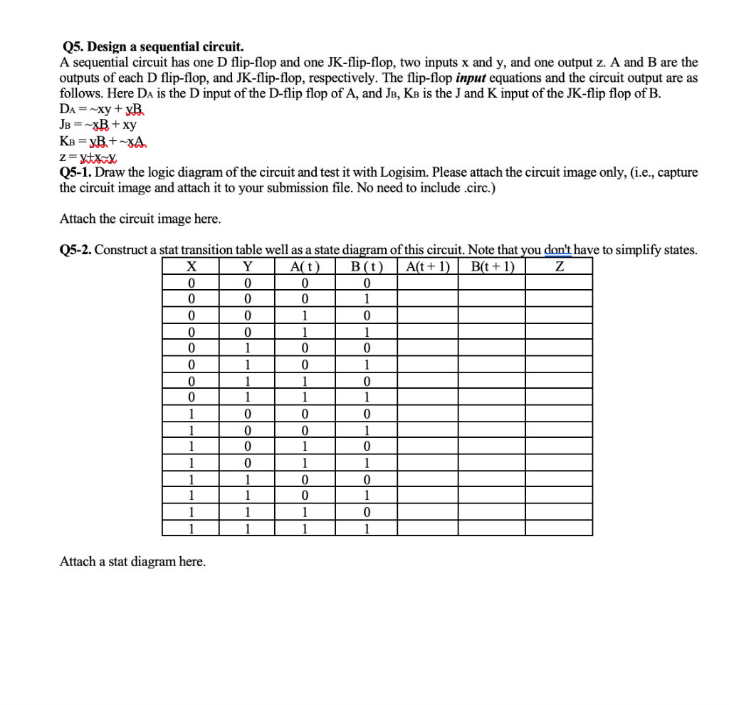 Solved Q5. Design A Sequential Circuit. A Sequential Circuit | Chegg.com