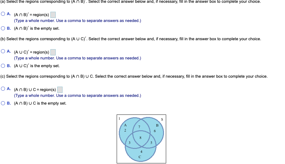 Solved (a) Select The Regions Corresponding To (An B). | Chegg.com