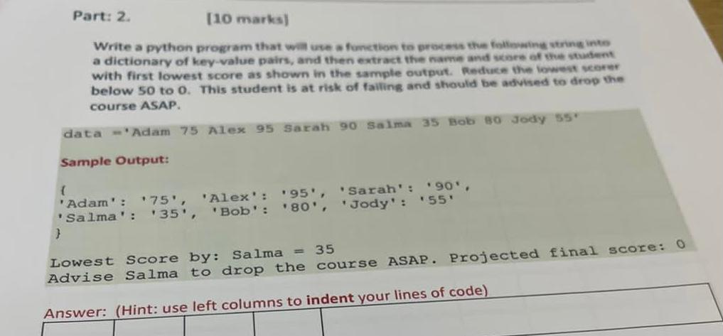 Solved Part: 2 [10 marks) Write a python program that we | Chegg.com