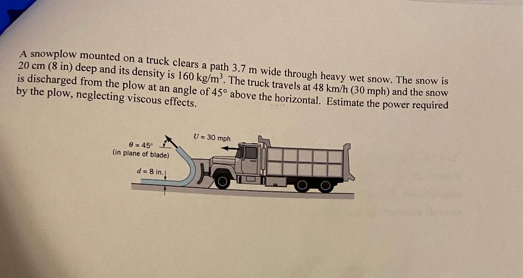 Solved A snowplow mounted on a truck clears a path 3.7 m | Chegg.com