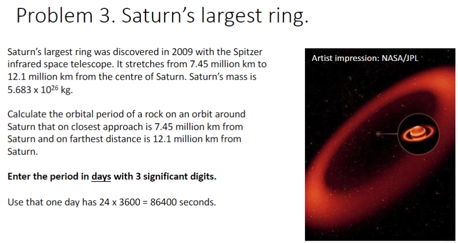 Solved Problem 3. Saturn's largest ring. Artist impression: | Chegg.com