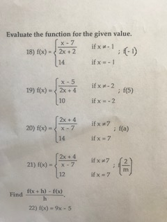 Solved Evaluate the function for the given value. 18) | Chegg.com