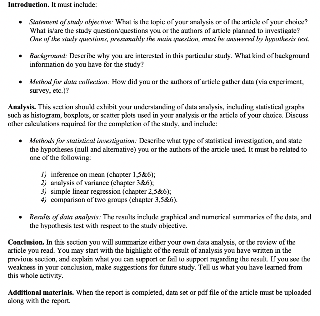 MATH 3070 stastical methods: Final Project | Chegg.com