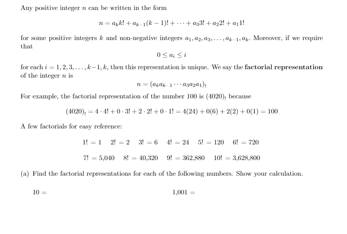 Solved Any Positive Integer N Can Be Written In The Form N = | Chegg.com