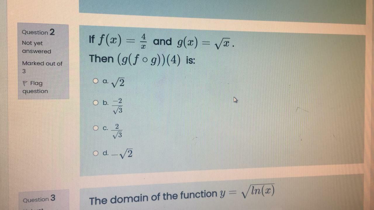 Question 2 Not Yet If F X And G X V Then Chegg Com