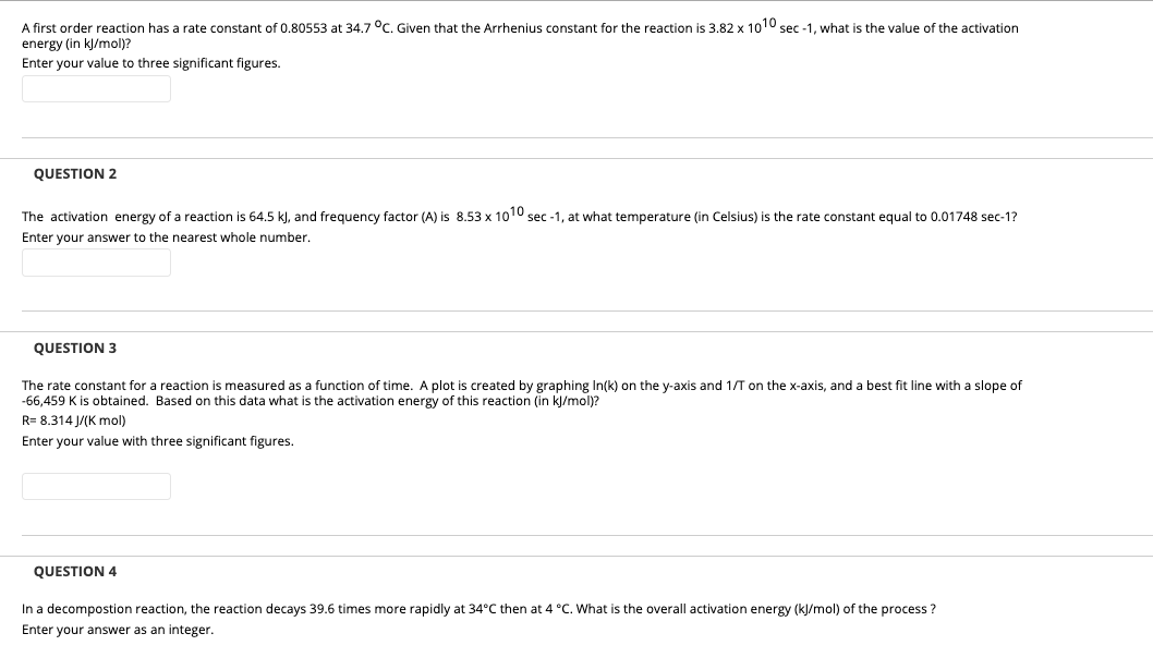 Solved A first order reaction has a rate constant of 0.80553 | Chegg.com