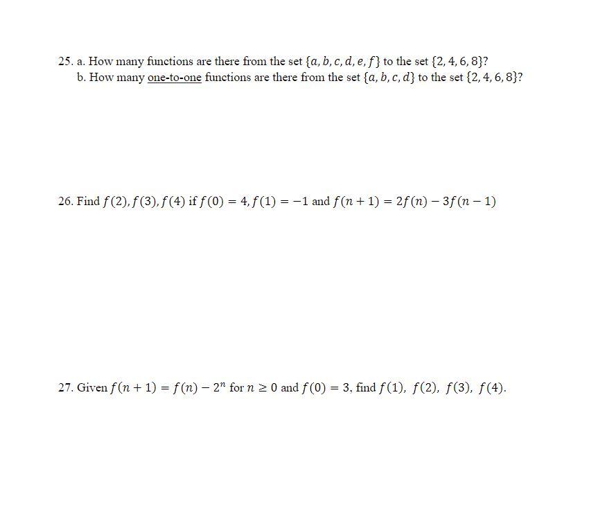 Solved 25. a. How many functions are there from the set | Chegg.com