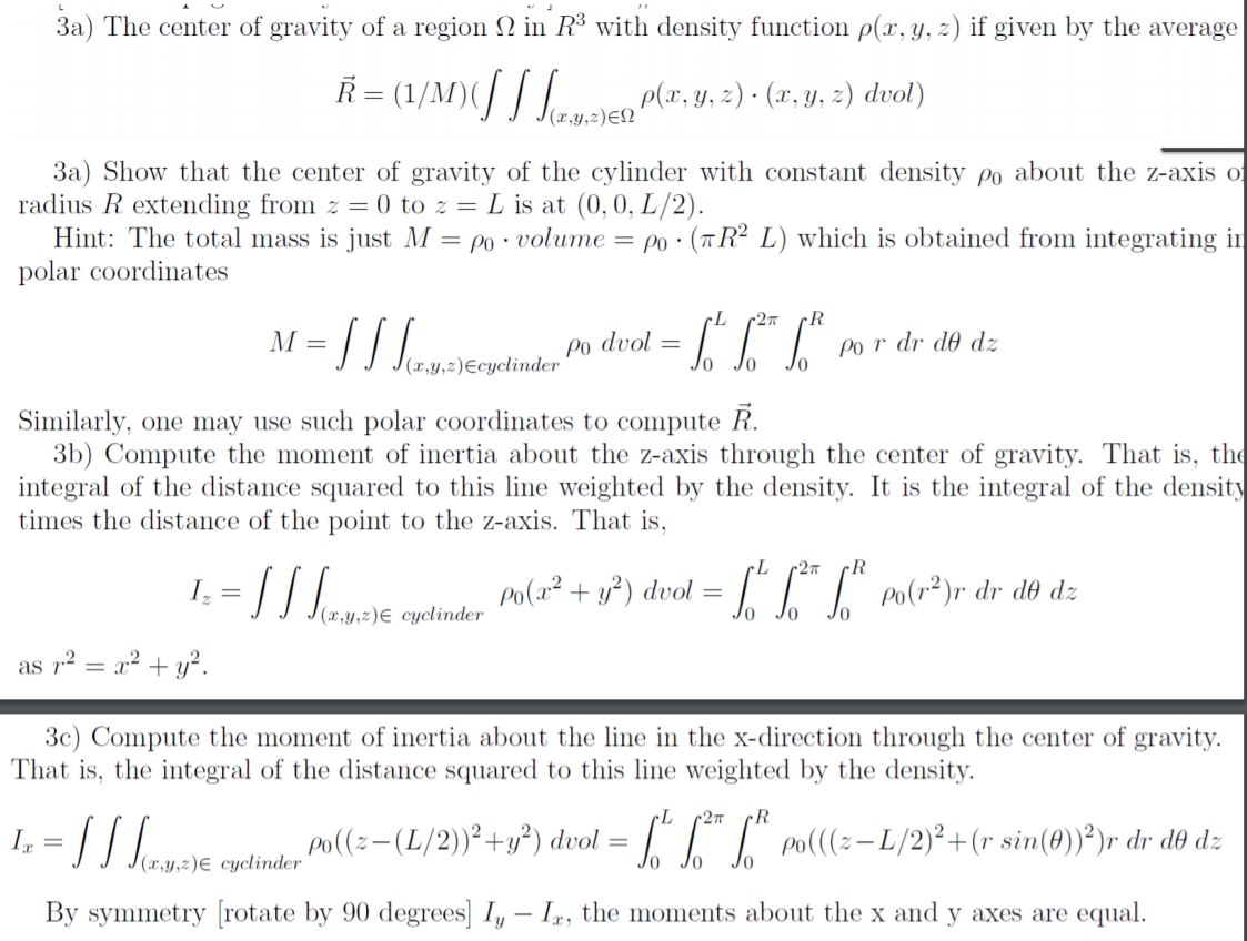 Solved 3a The Center Of Gravity Of A Region N2 In Rp Wit Chegg Com
