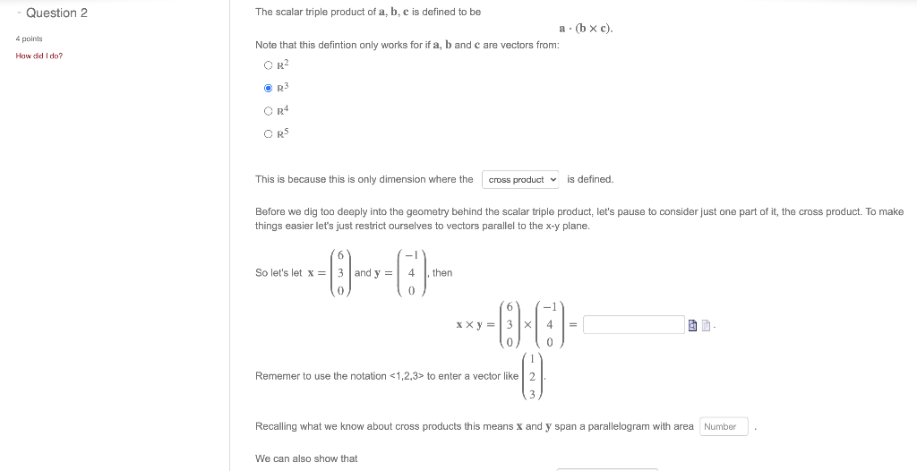 Solved Question 2 4 Points The Scalar Triple Product Of A, | Chegg.com