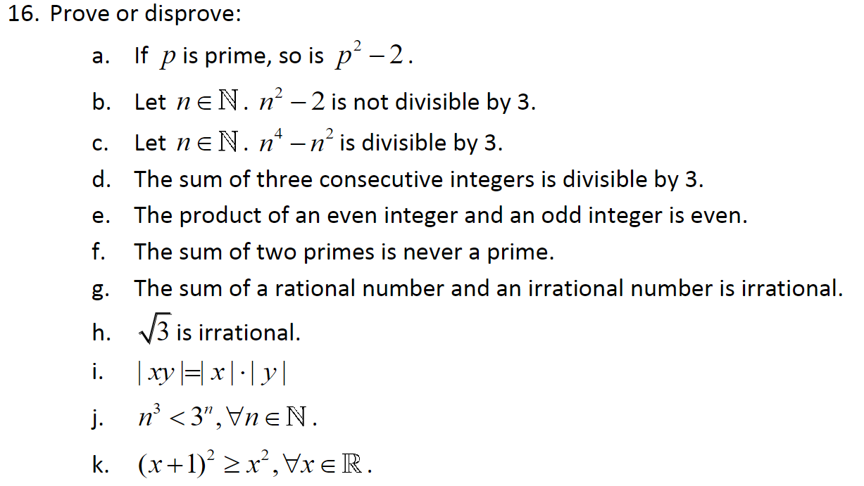 Solved 16. Prove Or Disprove: A. If P Is Prime, So Is P2−2. | Chegg.com