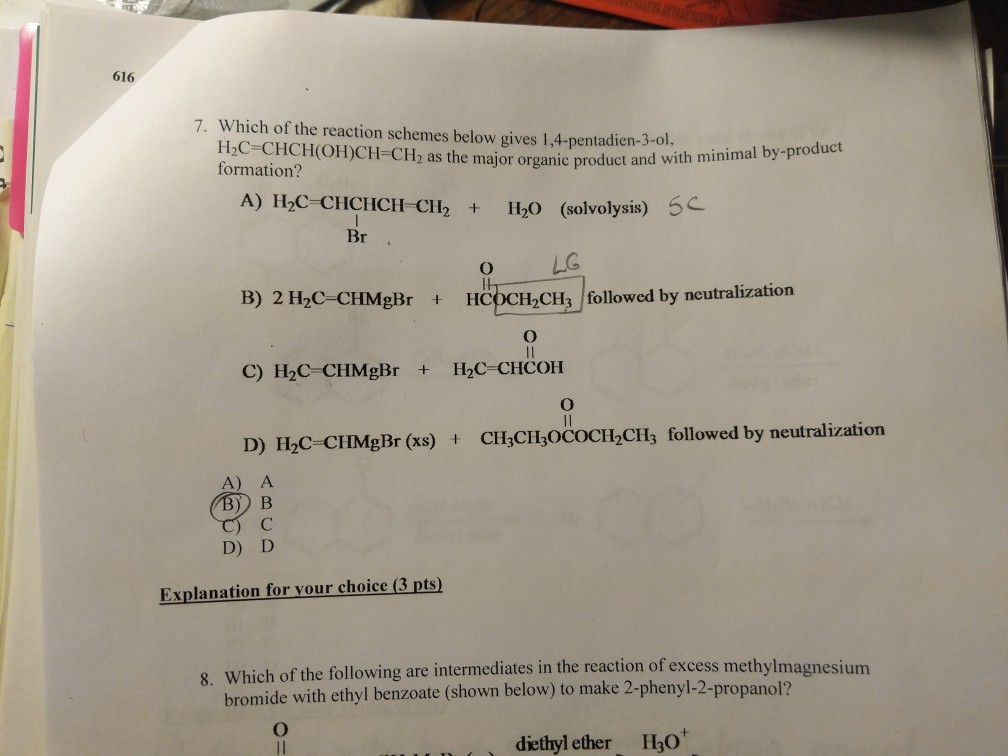 Solved 616 7. Which of the reaction schemes below gives | Chegg.com