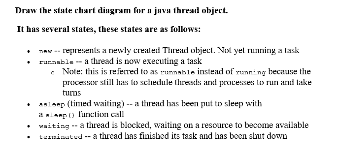 Solved Draw the state chart diagram for a java thread | Chegg.com