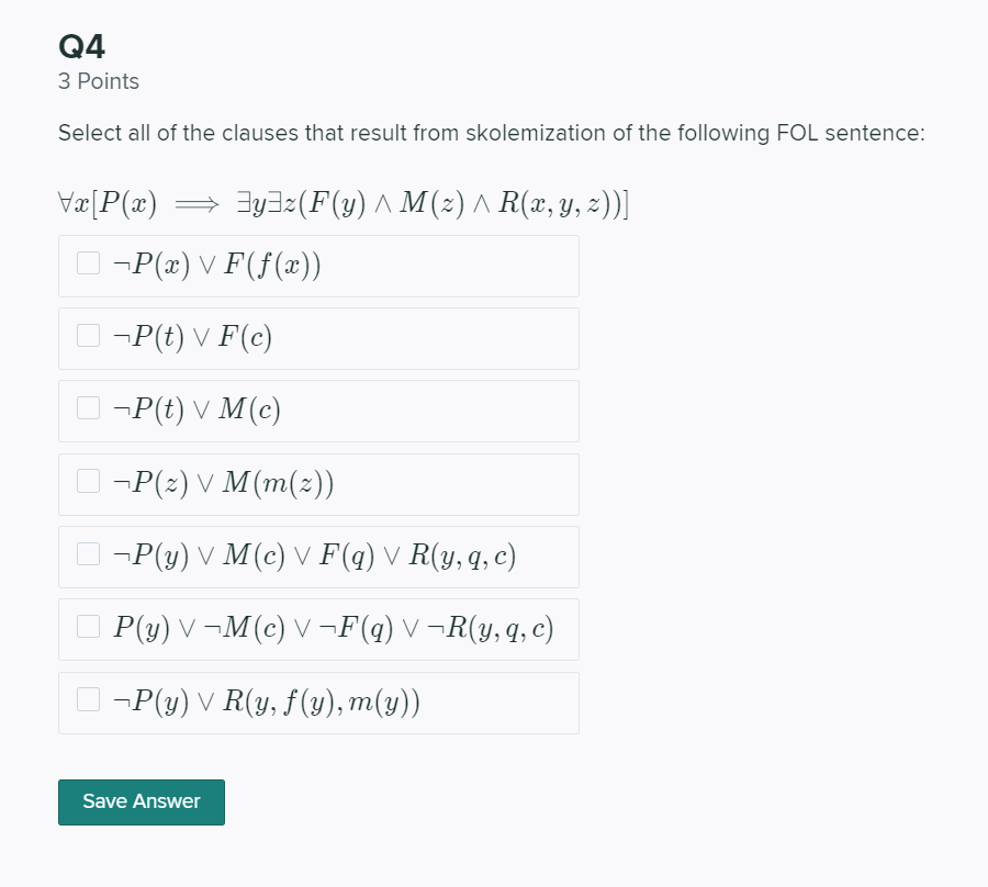 Q4 3 Points Select All Of The Clauses That Result Chegg Com