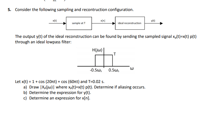 Solved 5. Consider the following sampling and recontruction | Chegg.com
