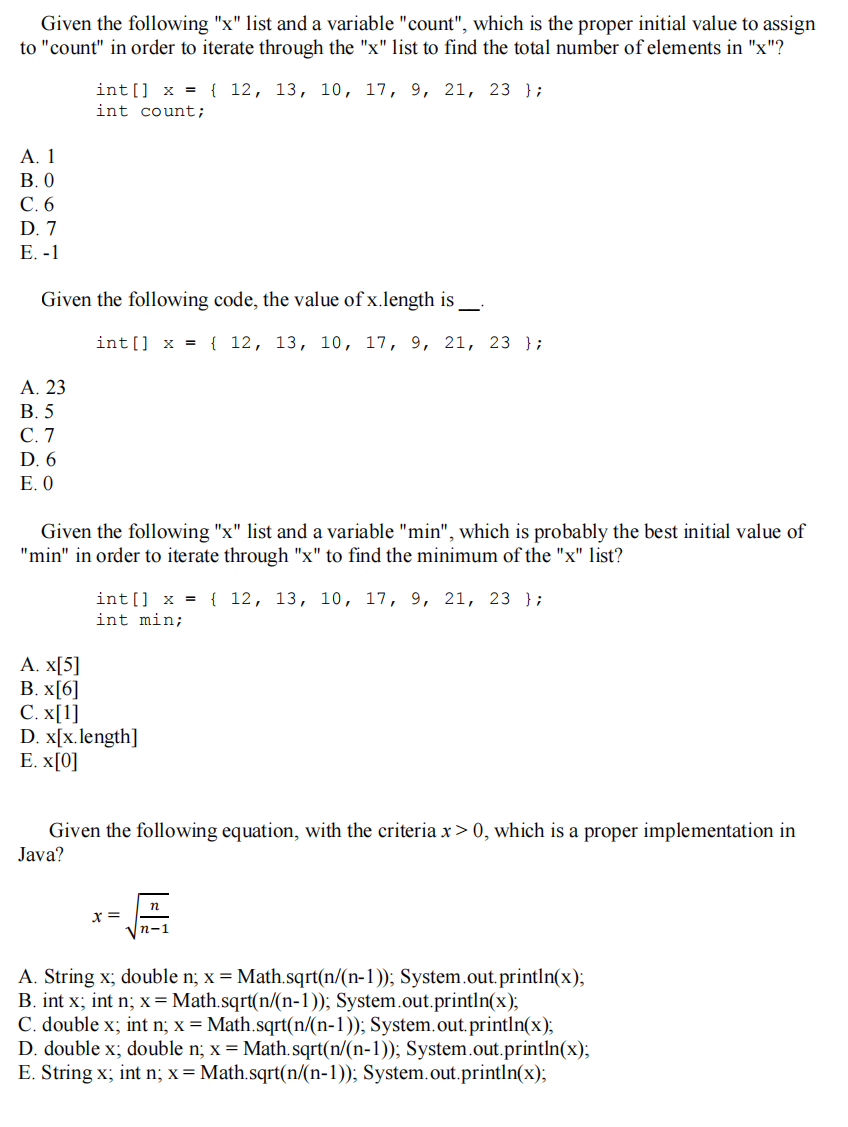 Solved Given the following 