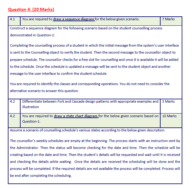 Solved 4.1 7 Marks Question 4: (20 Marks) You are required | Chegg.com