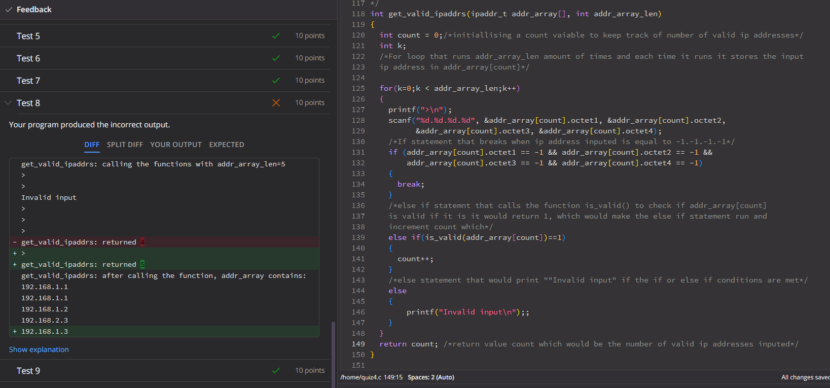 Solved The code still doesn't work, in test 10 it prints out | Chegg.com