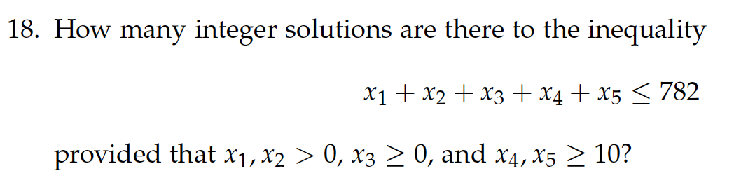 Solved 18. How many integer solutions are there to the | Chegg.com