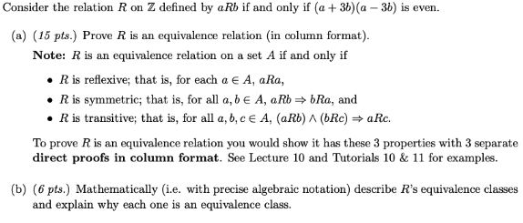 Solved Consider The Relation R On Z Defined By ARb If And | Chegg.com