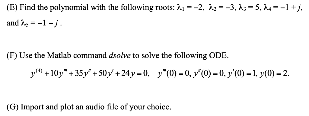 Solved (E) Find the polynomial with the following | Chegg.com