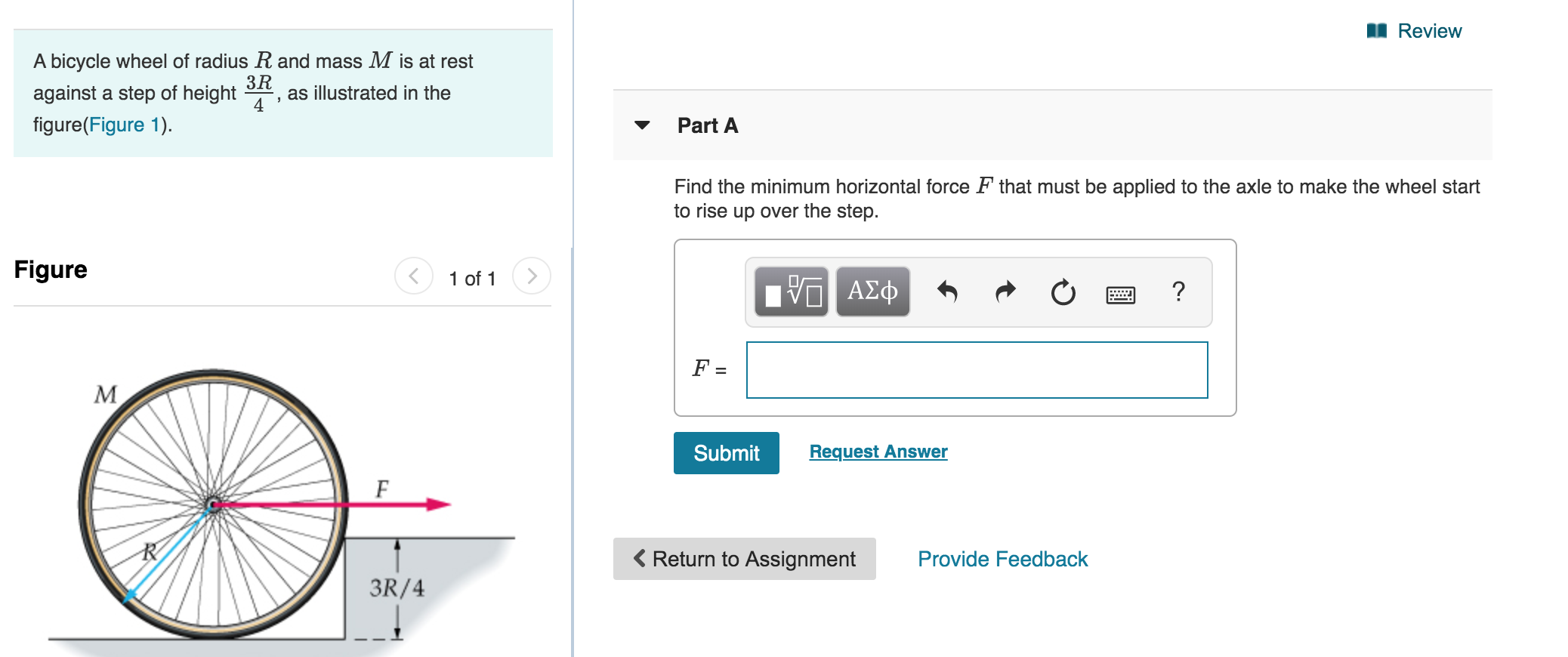 Solved Review A bicycle wheel of radius R and mass M is at | Chegg.com