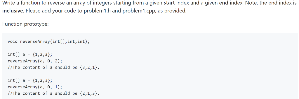 Solved Write a function to reverse an array of integers | Chegg.com