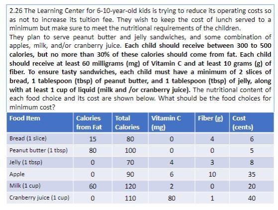 Solved 2.26 The Learning Center for 6-10-year-old kids is | Chegg.com