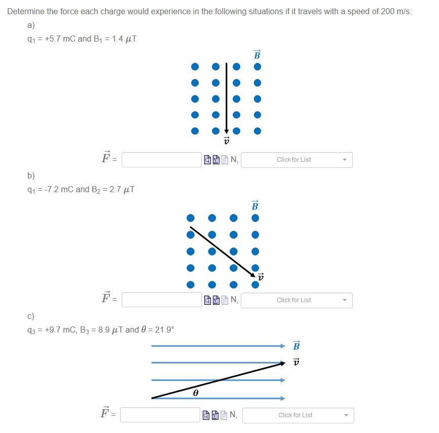 Solved Determine the force each charge would experience in | Chegg.com