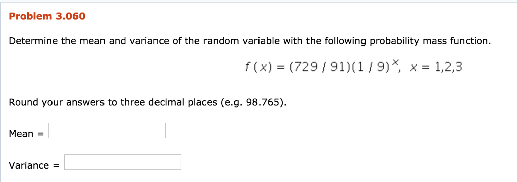 Solved Problem 3.060 Determine the mean and variance of the | Chegg.com