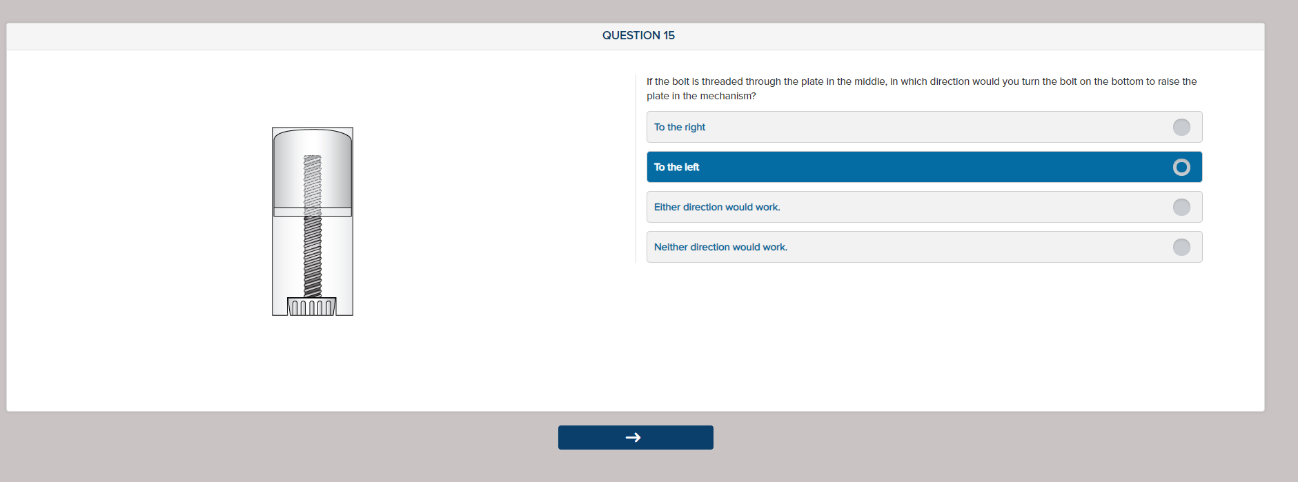 Solved If the bolt is threaded through the plate in the