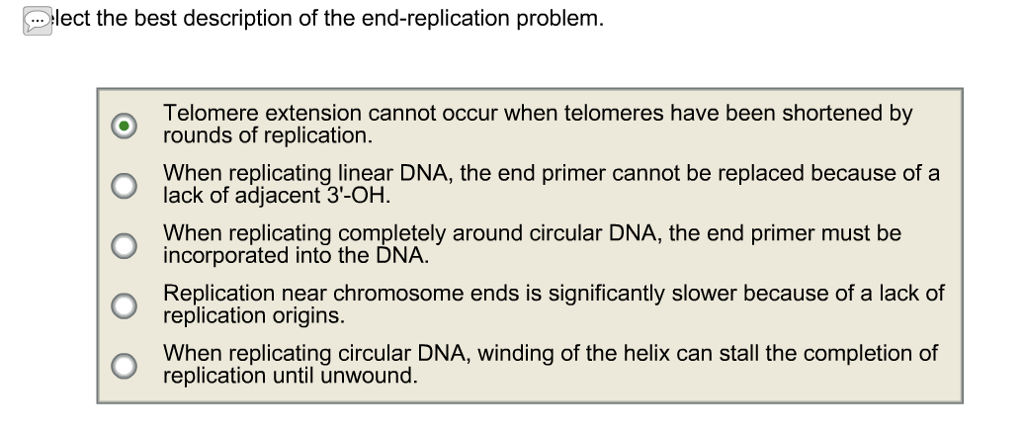 Solved elect the best description of the end-replication | Chegg.com