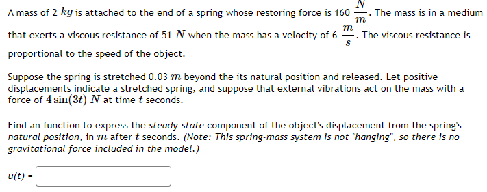 Solved m m A mass of 2 kg is attached to the end of a spring | Chegg.com