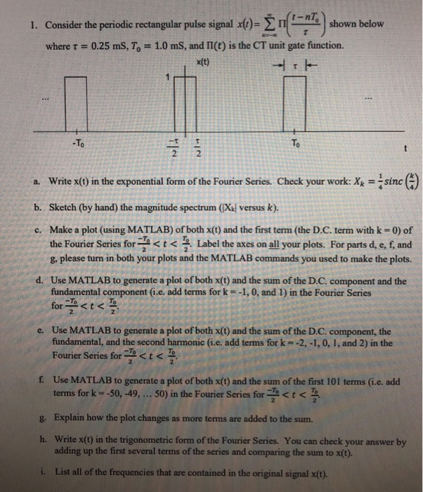 Solved Consider the periodic rectangular pulse signal x(t). | Chegg.com