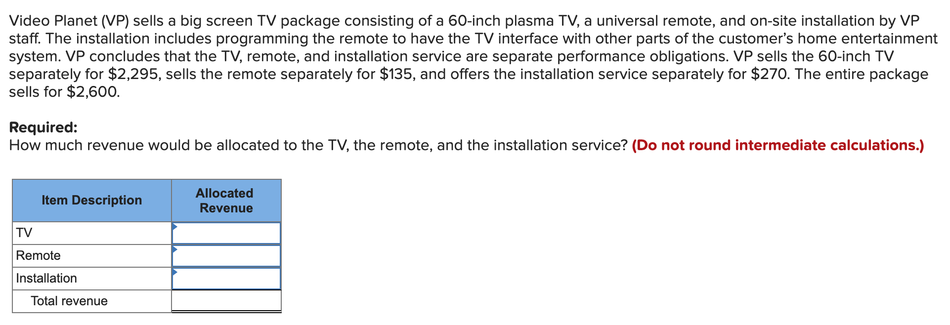 Solved Video (VP) sells a big screen TV package