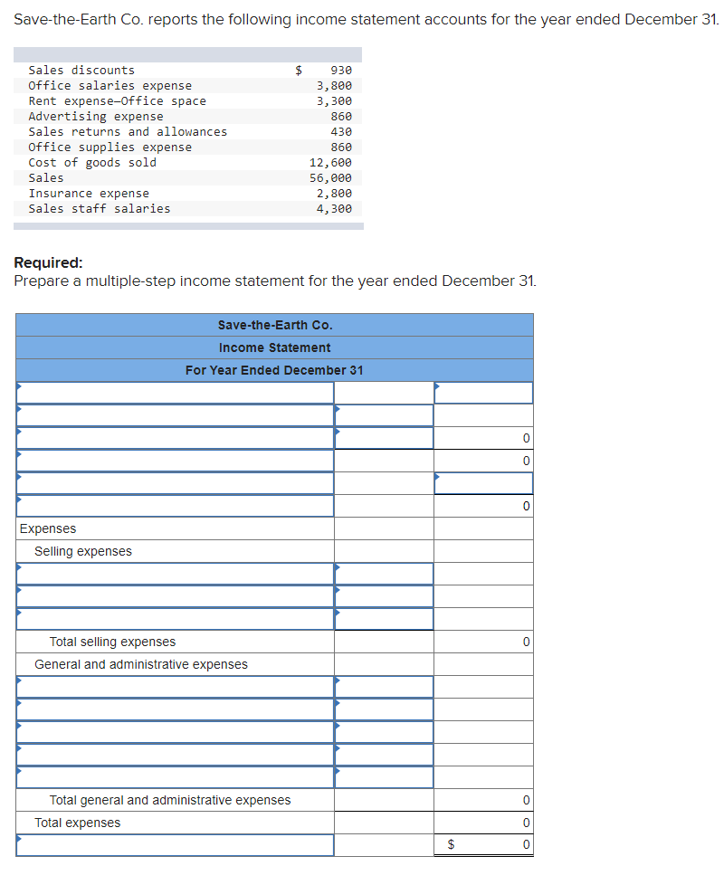 Solved Save-the-Earth Co. reports the following income | Chegg.com