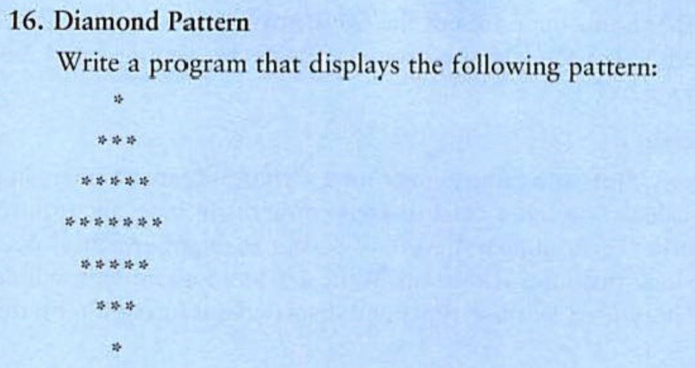 Solved 16. Diamond Pattern Write a program that displays the | Chegg.com