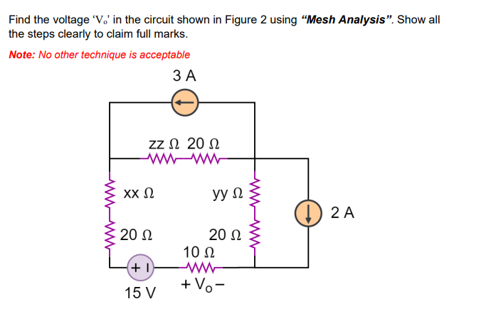 Solved Find the voltage 'V' in the circuit shown in Figure 2 | Chegg.com