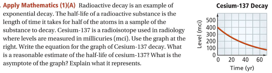 Solved Cesium 137 Decay Apply Mathematics 1a Radioactive