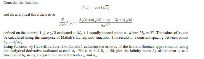 Consider the function, f(x)=cos(x) and its analytical | Chegg.com