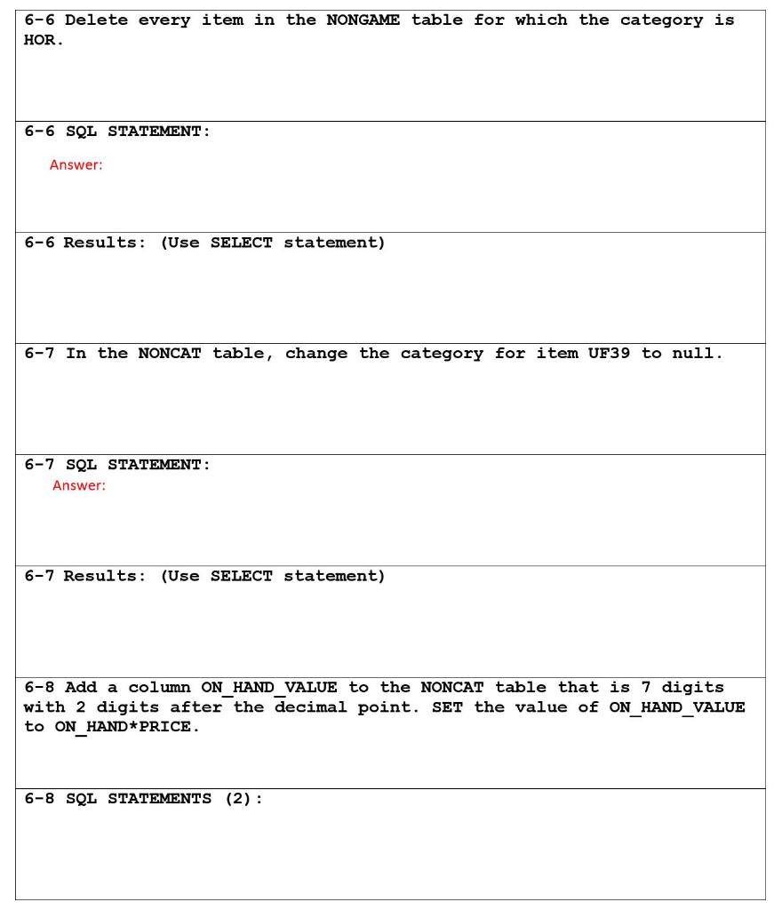 Solved SQL statements, please only answer questions 6-5 | Chegg.com