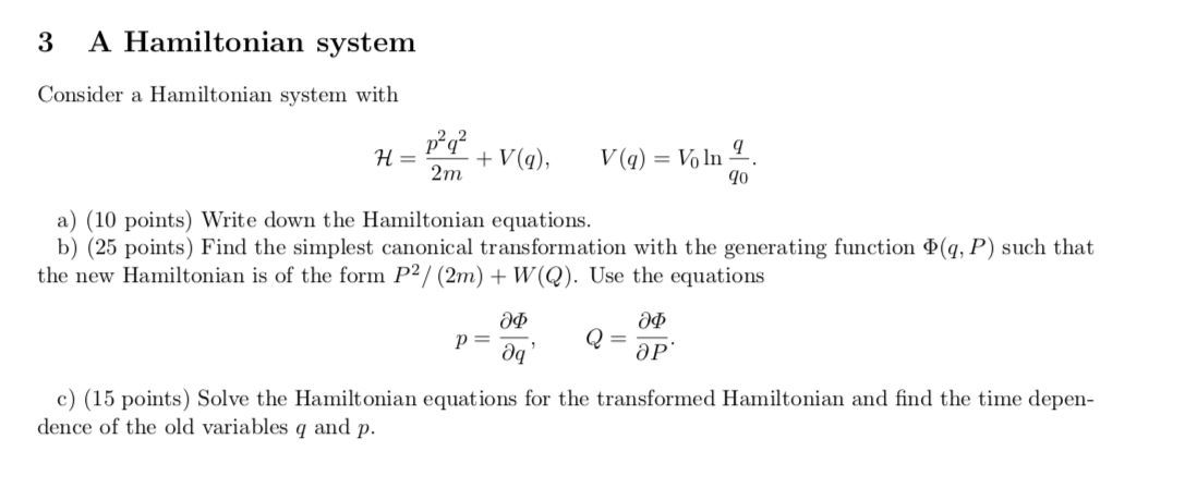 Solved 3 A Hamiltonian System Consider A Hamiltonian Syst Chegg Com