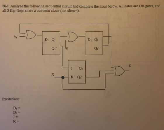 Solved 26-1: Analyze the following sequential circuit and | Chegg.com