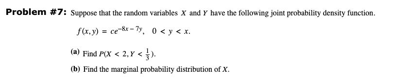 Solved Problem #7: Suppose that the random variables X and Y | Chegg.com