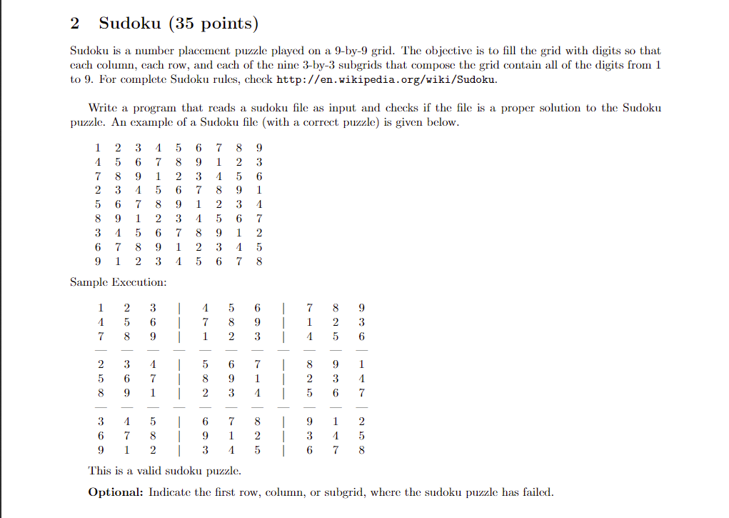 In C Programming Write a program that reads a sudoku