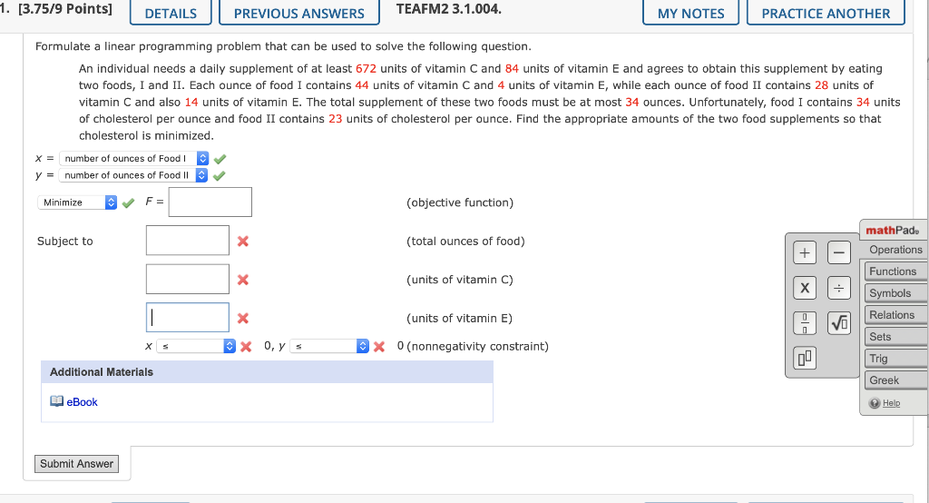 Solved Formulate a linear programming problem that can be | Chegg.com