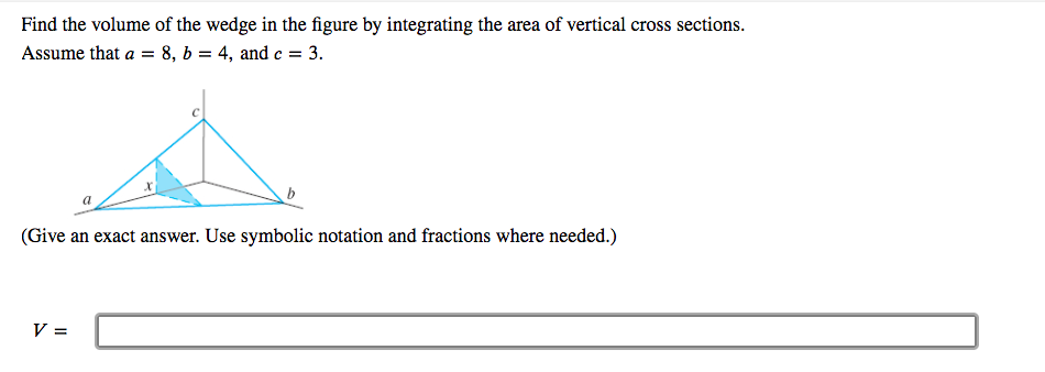 Solved Find the volume of the wedge in the figure by | Chegg.com